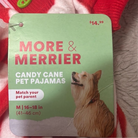 More and Merrier Candy Cane Print Dog Pajama, Small - Picture 2 of 8